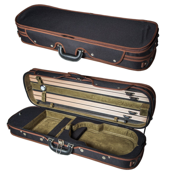 Sky Violin Oblong Case VNCW13 Solid Wood with Hygrometers Black/Green Khaki